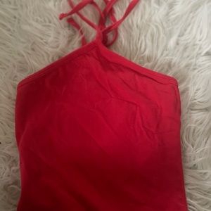 Red halter top